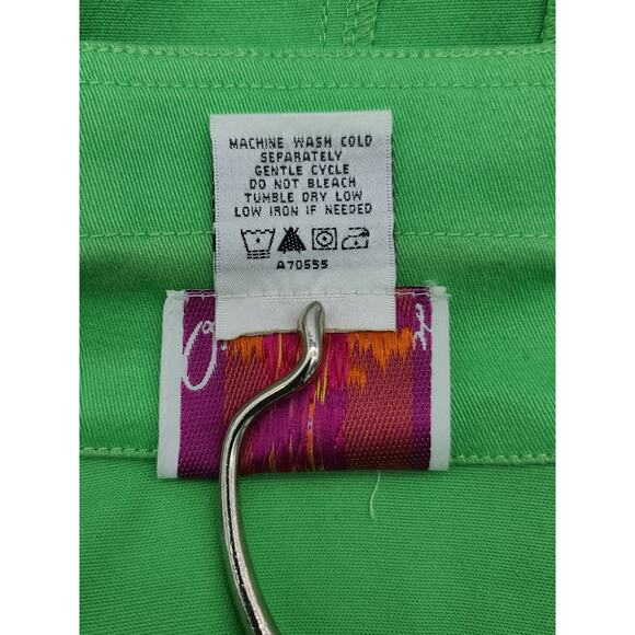 QUACKER FACTORY Women's M-L Lime Green Jean Jacket Rhinestones Pink Accents - Picture 10 of 10